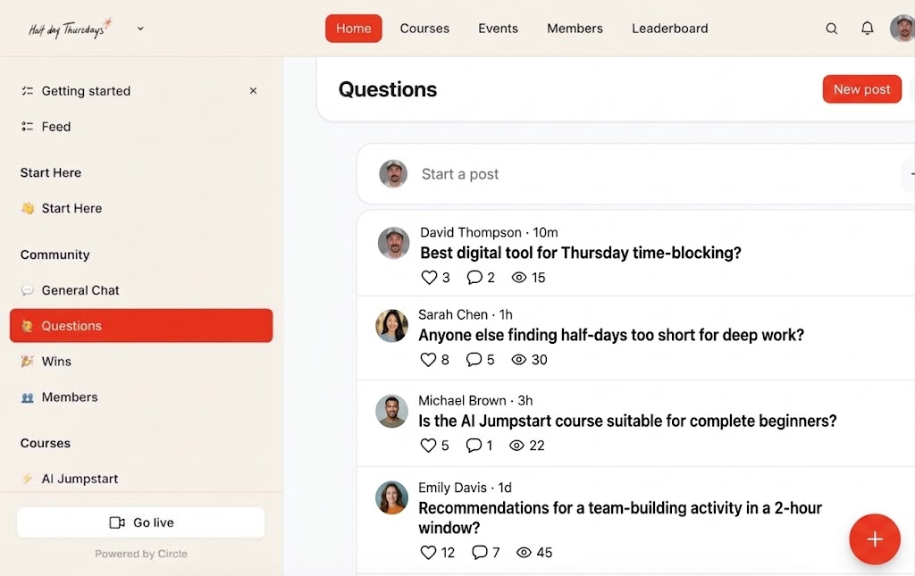 Half Day Thursdays community questions feed